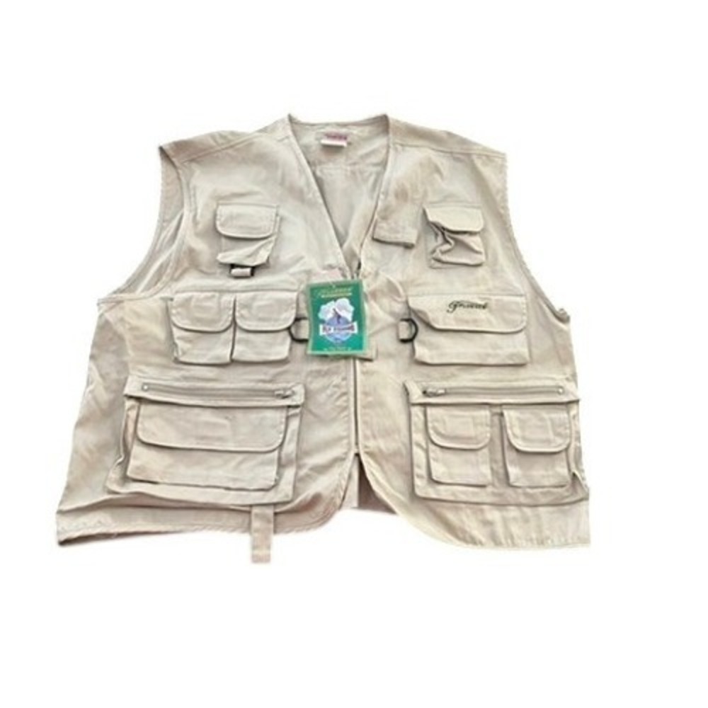 NWT Pflueger Fly Fishing Vest Mens 2XL Khaki Tan 100% Cotton MultiPocket Utility